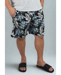 Short Estampado Elastano Plus Size Grande Bermuda floral Preto branco